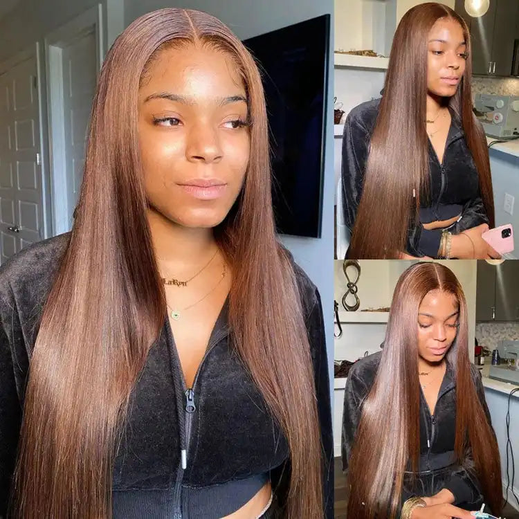 6x5 Glueless Straight Wig - Chestnut Brown