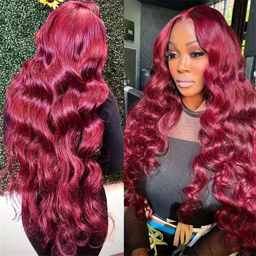 13x4 Lace Front Body Wave Wig - 99J Red