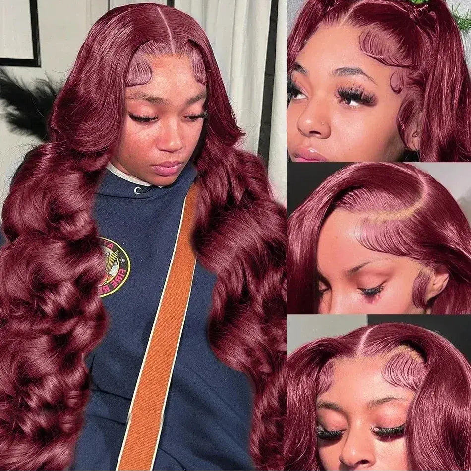 13x4 Lace Front Body Wave Wig - 99J Red