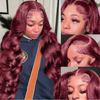 13x4 Lace Front Body Wave Wig - 99J Red